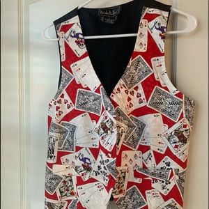 Nicole Miller silk Vest deck of card design vintag